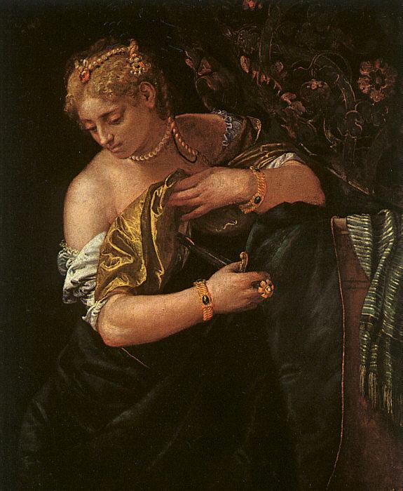  Paolo  Veronese Lucretia Stabbing Herself oil painting picture